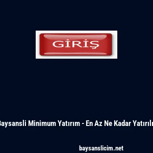 Baysansli Minimum Yatırım - En Az Ne Kadar Yatırılır